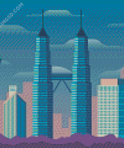 Twin Tower Illustration Diamond Paintings