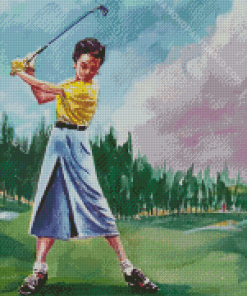 Vintage Woman Golfer Diamond Paintings