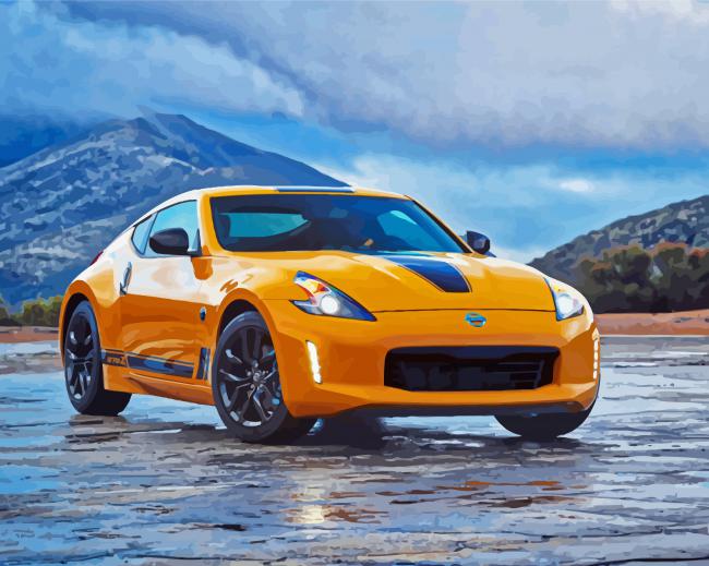 Yellow Nissan 370 Z Diamond Paintings