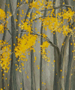 Yellow And Gray Tree Diamond Paintings