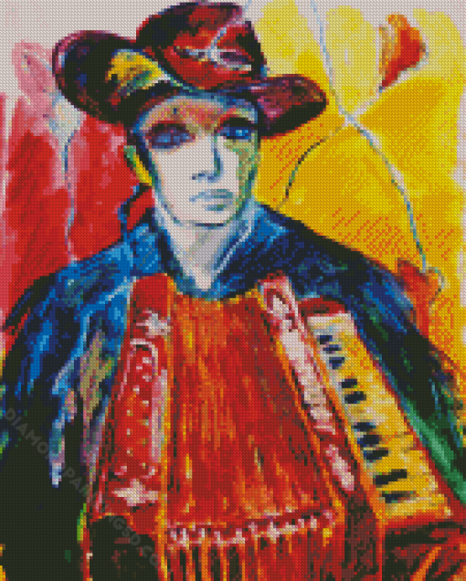 Abstract Accordion Player Diamond Paintings