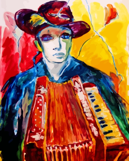 Abstract Accordion Player Diamond Paintings