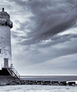 Black And White Talacre Lighthouse Diamond Paintings