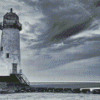 Black And White Talacre Lighthouse Diamond Paintings