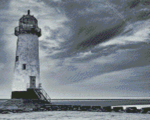 Black And White Talacre Lighthouse Diamond Paintings