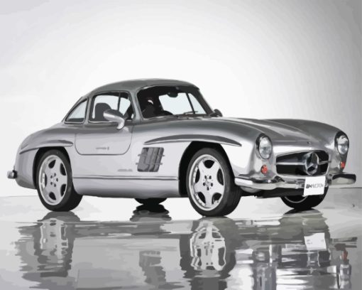 Black And White Mercedes SL 300 Diamond Paintings