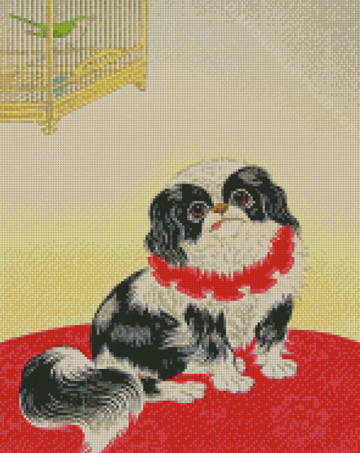 Black And White Pekingese Art Diamond Paintings