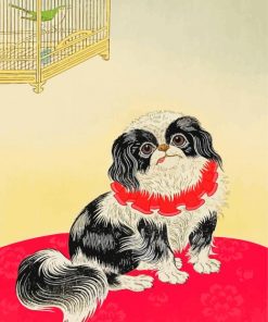 Black And White Pekingese Art Diamond Paintings