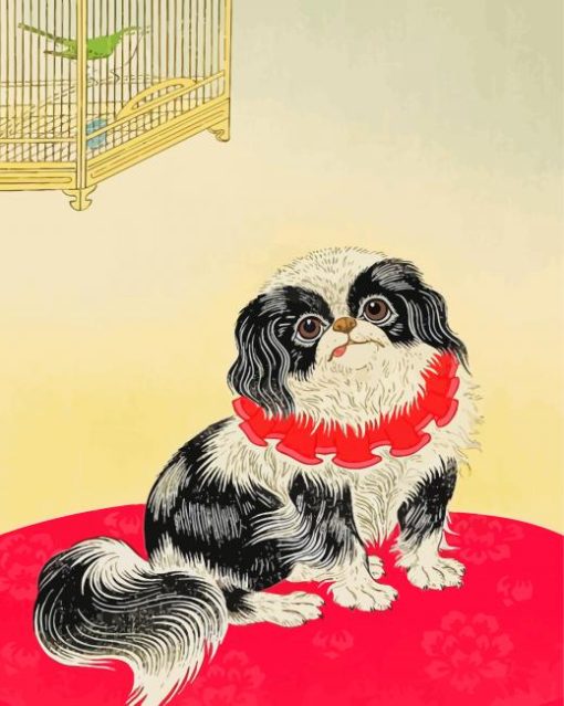 Black And White Pekingese Art Diamond Paintings