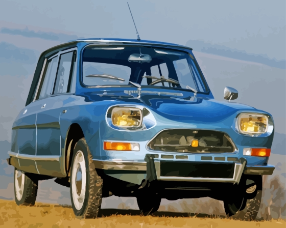 Blue Citroen Ami 8 Diamond Paintings