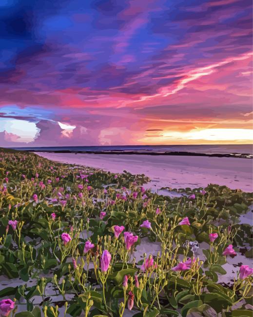 Broome Beach Flowers Diamond Paintings