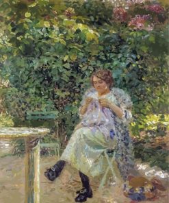 Cassatt Sewing lady Sitting In The Garden Diamond Paintings