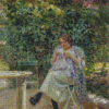 Cassatt Sewing lady Sitting In The Garden Diamond Paintings