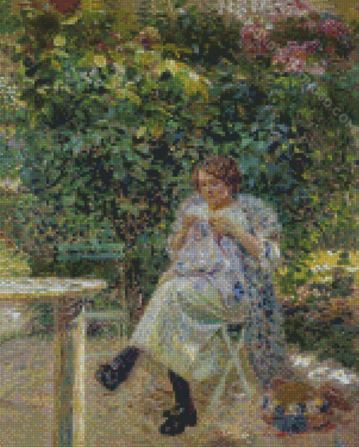 Cassatt Sewing lady Sitting In The Garden Diamond Paintings