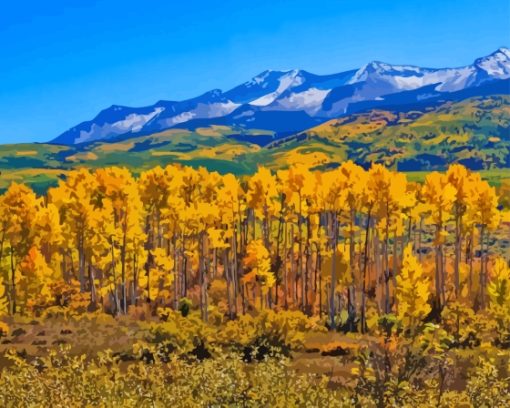 Colorado With Aspen Trees In Autumn Diamond Paintings