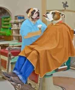 Dogs At The Barber Diamond Paintings