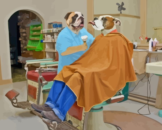 Dogs At The Barber Diamond Paintings