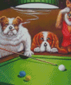 Dogs Play Pool Diamond Paintings