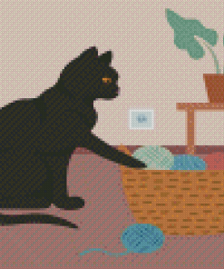 Illustration Kitten With Yarn Balls Diamond Paintings