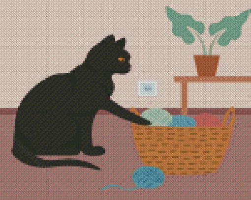 Illustration Kitten With Yarn Balls Diamond Paintings