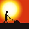 Man Mowing Grass Silhouette Diamond Paintings