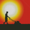 Man Mowing Grass Silhouette Diamond Paintings