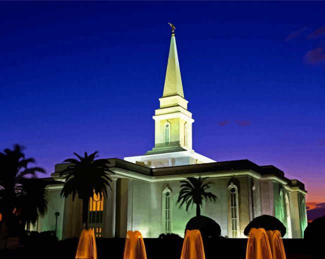 Orlando Temple Sunset Blue Hour Diamond Paintings