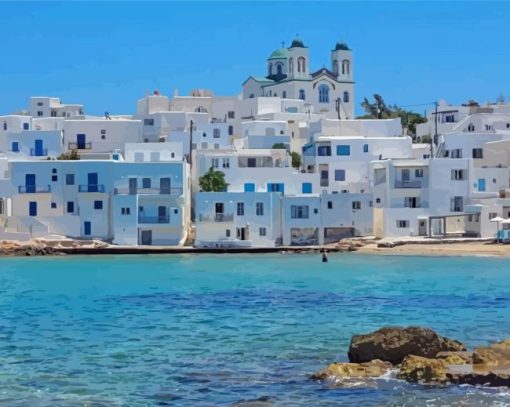 Paros Seaside Buildings Diamond Paintings