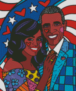 Pop Art Barack And Michelle Obama Diamond Paintings