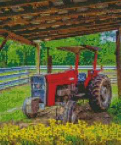 Red Massey Ferguson Tractor Diamond Paintings