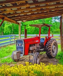 Red Massey Ferguson Tractor Diamond Paintings