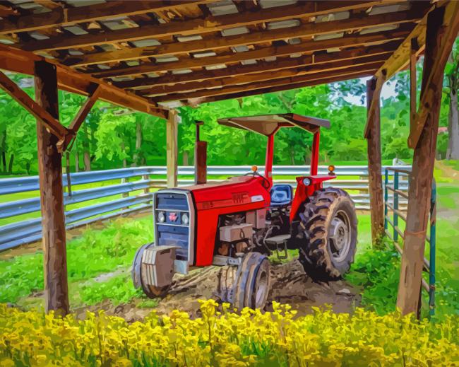 Red Massey Ferguson Tractor Diamond Paintings