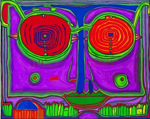 Spectacles In The Small Face By Hundertwasser Diamond Paintings