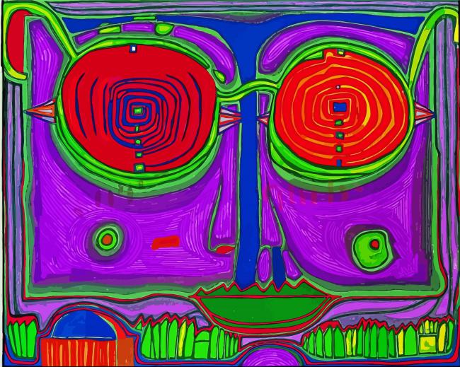 Spectacles In The Small Face By Hundertwasser Diamond Paintings