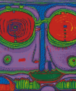 Spectacles In The Small Face By Hundertwasser Diamond Paintings