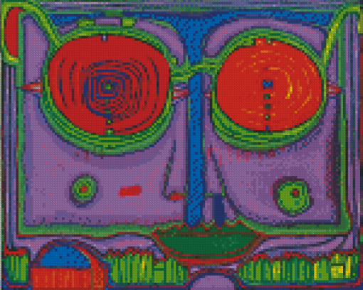 Spectacles In The Small Face By Hundertwasser Diamond Paintings