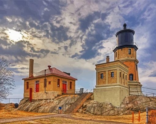 Split Rock Lighthouse Building Diamond Paintings