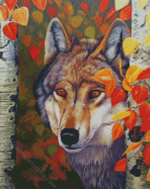 The Wolf Among Birches Diamond Paintings