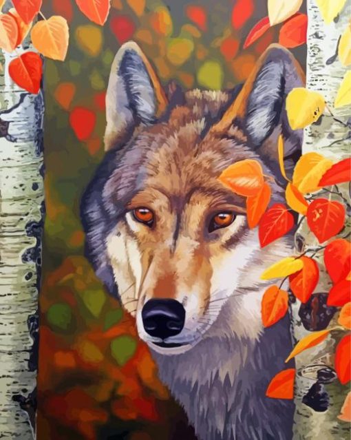 The Wolf Among Birches Diamond Paintings