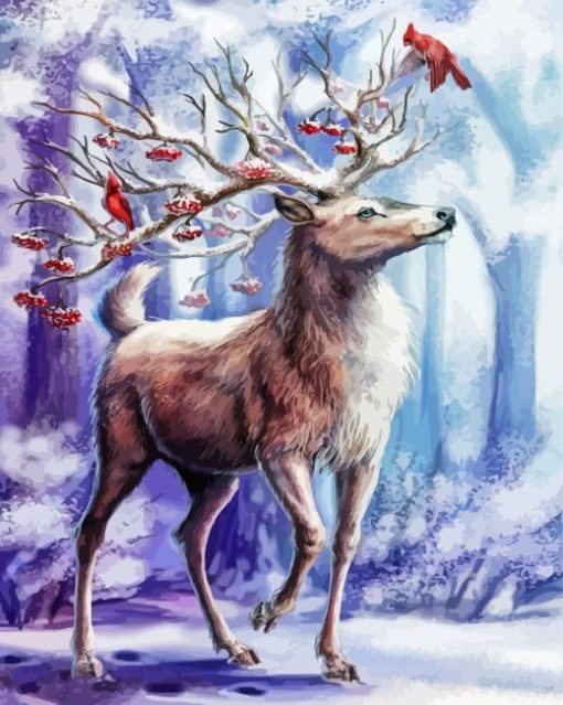 Winter Fawn Snow Diamond Paintings