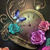 Aesthetic Clock And Flowers Diamond Paintings