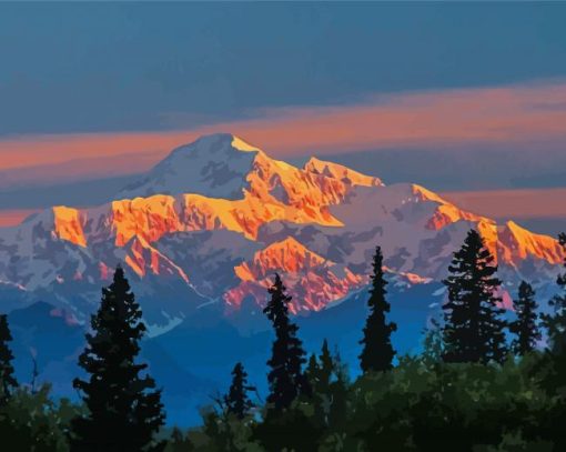 Aesthetic Denali At Sunset Diamond Paintings