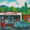 Aesthetic Old Gas Station Truck Diamond Paintings