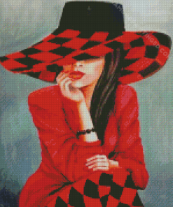 Aesthetic Red Women Diamond Paintings