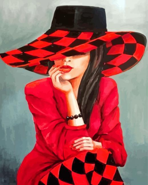 Aesthetic Red Women Diamond Paintings