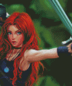 Aesthetic Redhead Sword Diamond Paintings