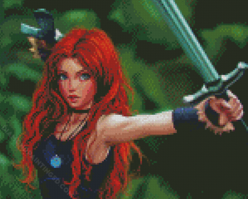 Aesthetic Redhead Sword Diamond Paintings