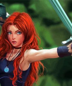 Aesthetic Redhead Sword Diamond Paintings