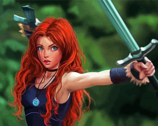 Aesthetic Redhead Sword Diamond Paintings