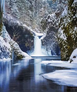 Aesthetic Winter Waterfall Diamond Paintings